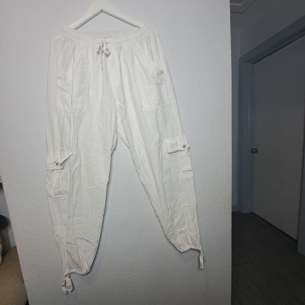 White Cargo Jogger Pants Men's